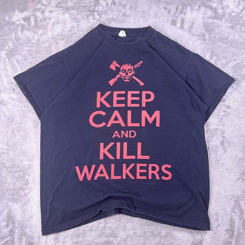 The Walking Dead Keep Calm Kill Walkers T-Shirt Men’s Large 2013 AMC Gildan